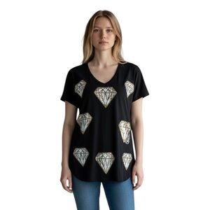 Lauren Moshi Diamond Print Oversized Streetwear Tee